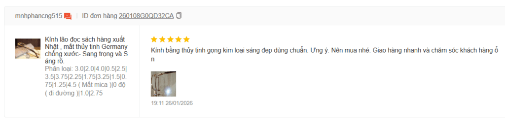 Khách hàng phản hồi về kính lão Hải Lâm