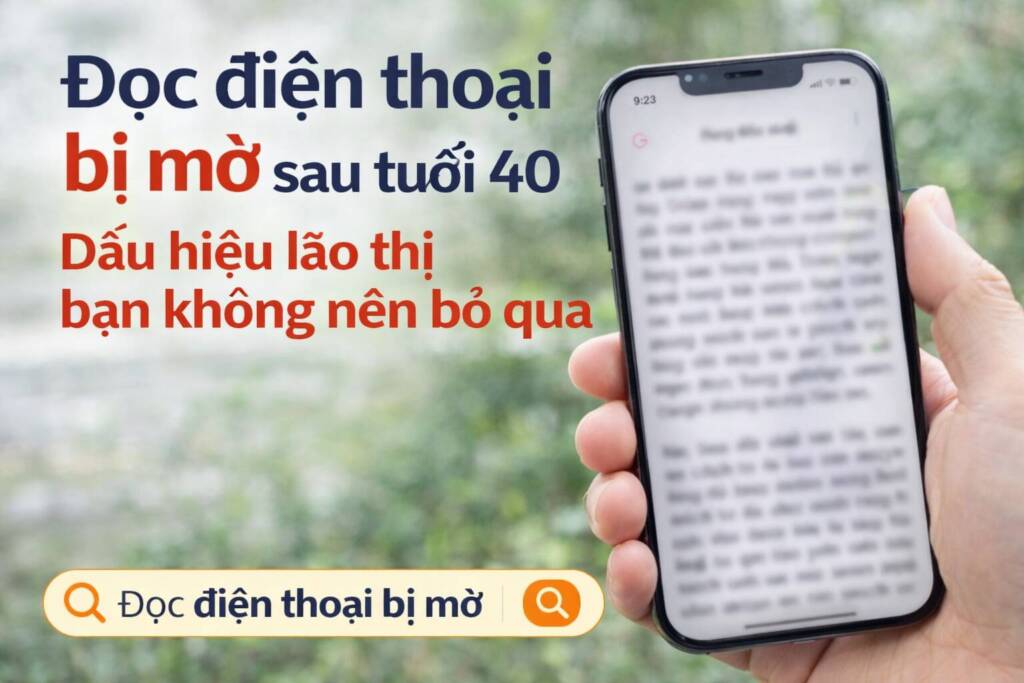 đọc điện thoại bị mờ sau tuổi 40 là dấu hiệu lão thị