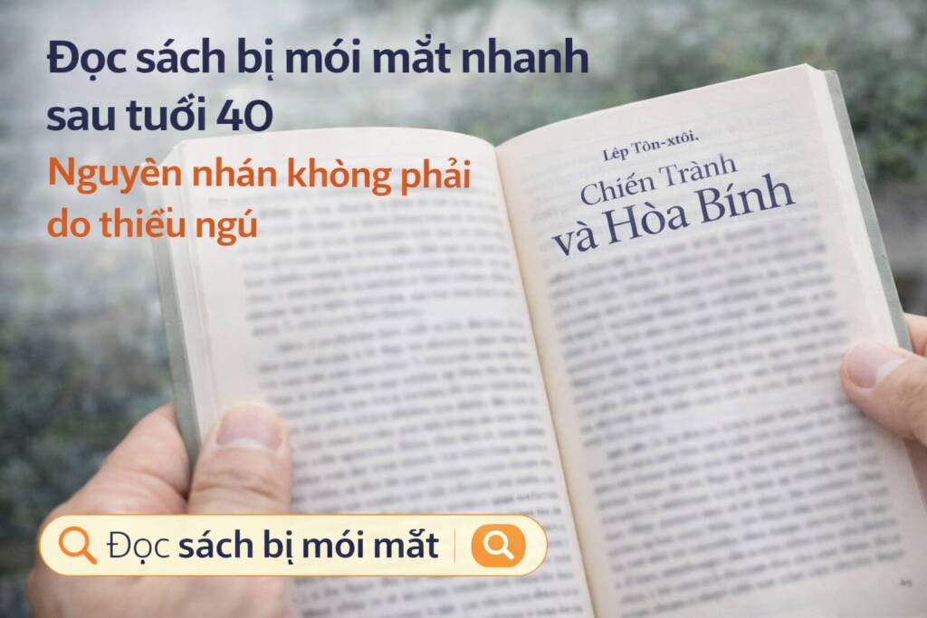 Đọc sách bị mỏi mắt nhanh sau tuổi 40