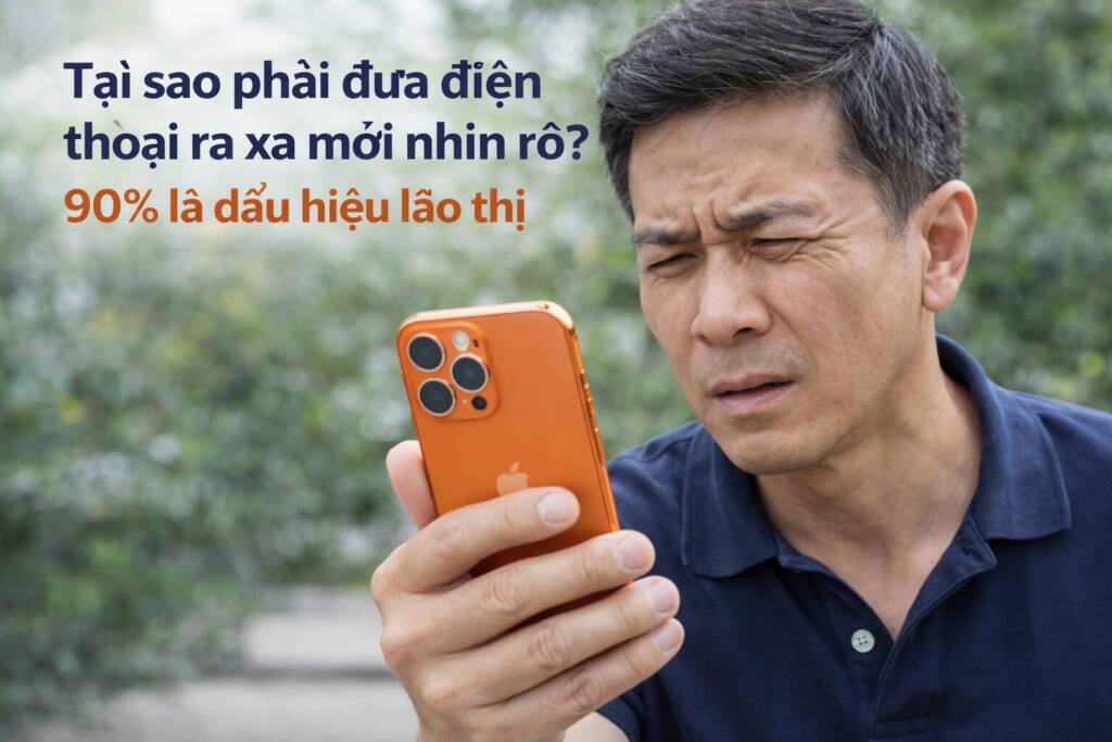 đưa điện thoại ra xa mới nhìn rõ là dấu hiệu lão thị sau tuổi 40