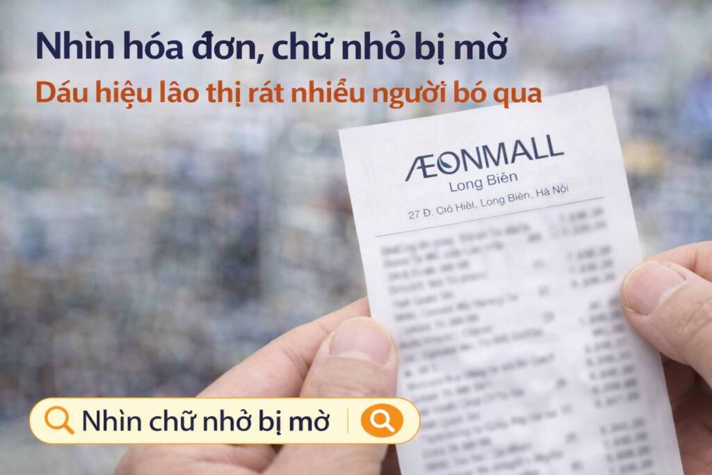 Nhìn hóa đơn chữ nhỏ bị mờ là dấu hiệu sớm của lão thị