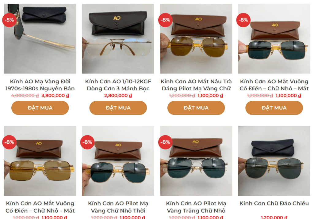 Kính râm cho tuổi trung niên rất đa dạng và nhiều mức giá